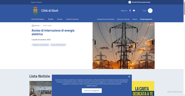 Security scan screenshot of https://www.comune.eboli.sa.it/