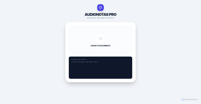 Security scan screenshot of https://audio-notas-pro.pages.dev/
