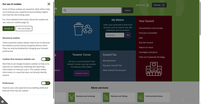 Security scan screenshot of https://www.melton.gov.uk:443/