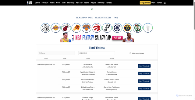 Security scan screenshot of https://nbatickets.nba.com/