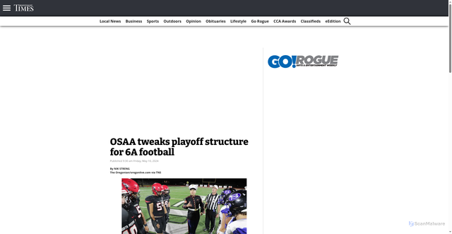 Security scan screenshot of https://rv-times.com/2024/05/10/osaa-tweaks-playoff-structure-for-6a-football/