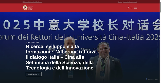 Security scan screenshot of https://albertina-academy.it/