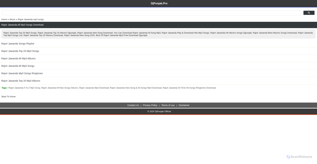 Security scan screenshot of https://music.djpunjab.pro/artist/Rajvir-Jawanda.html