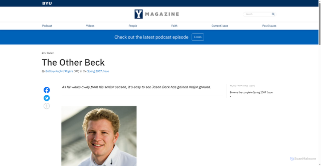 Security scan screenshot of https://magazine.byu.edu/article/the-other-beck/
