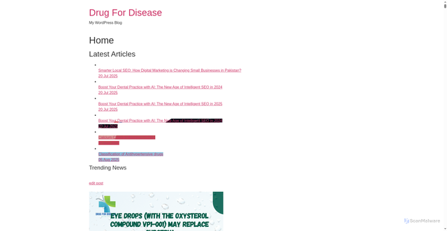 Security scan screenshot of https://drugfordisease.com