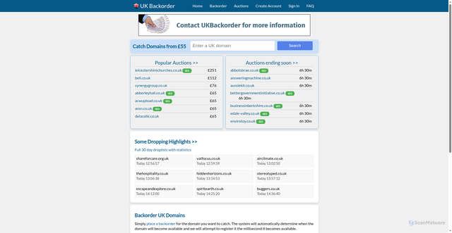 Security scan screenshot of https://ukbackorder.uk/