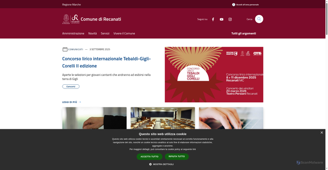 Security scan screenshot of https://www.comune.recanati.mc.it/it