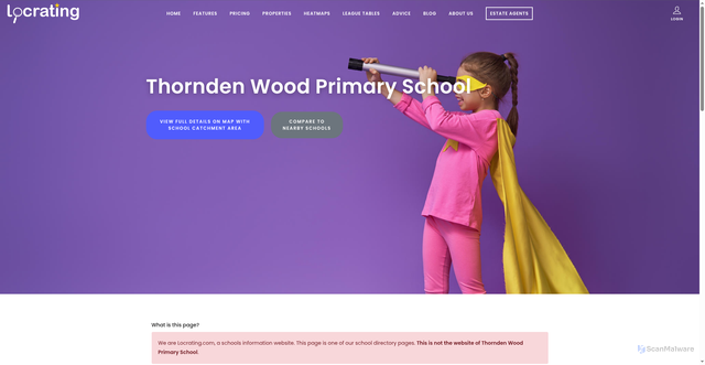 Security scan screenshot of https://www.locrating.com/schools-Thornden-Wood-Primary-School-0urn147751.aspx