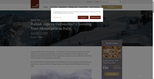 Security scan screenshot of https://www.walksofitaly.com/blog/travel-tips/italian-alps-dolomites