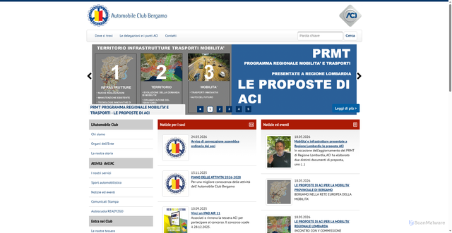 Security scan screenshot of https://www.bergamo.aci.it
