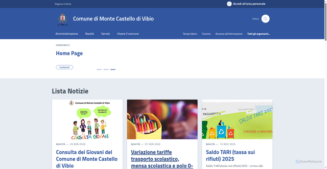 Security scan screenshot of https://www.comune.montecastellodivibio.pg.it/