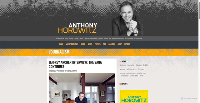 Security scan screenshot of https://anthonyhorowitz.com/journalism/article/jeffrey-archer-interview-the-saga-continues