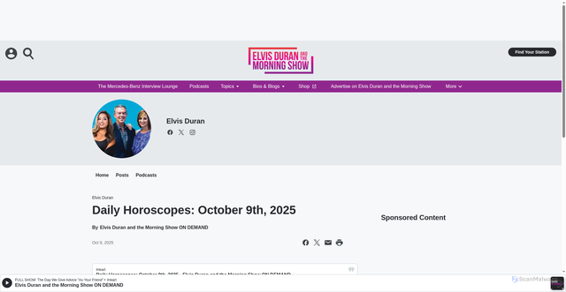 Security scan screenshot of https://elvisduran.iheart.com/featured/elvis-duran/content/2025-10-09-1014-elvis-duran-and-the-morni-daily-horoscopes-october-9th-2025/