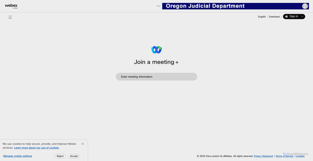 Security scan screenshot of https://oregonjudicial.webex.com