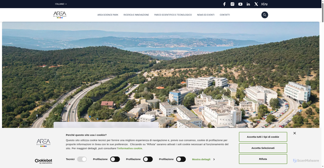Security scan screenshot of https://www.areasciencepark.it/