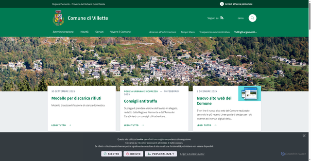 Security scan screenshot of https://www.comune.villette.vb.it/it-it/home