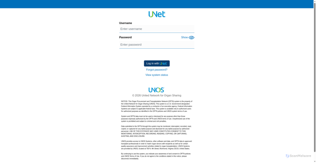 Security scan screenshot of https://portal.unos.org