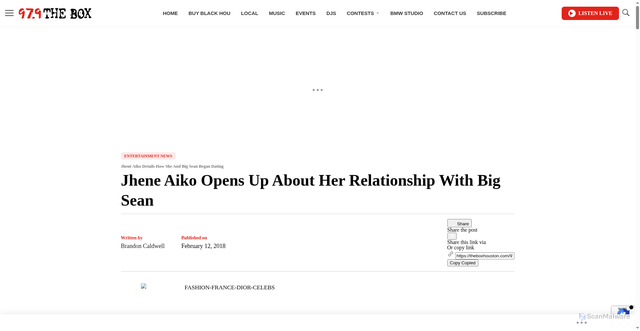 Security scan screenshot of https://theboxhouston.com/9782647/jhene-aiko-opens-up-about-her-relationship-with-big-sean/