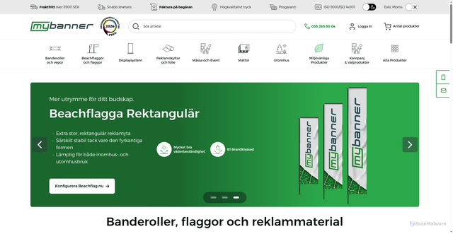 Security scan screenshot of https://mybanner.se
