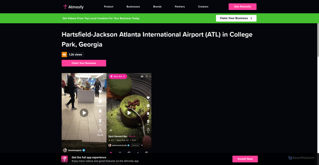 Security scan screenshot of https://atmosfy.io/listing/201865/georgia/atlanta/hartsfield-jackson-atlanta-international-airport-atl