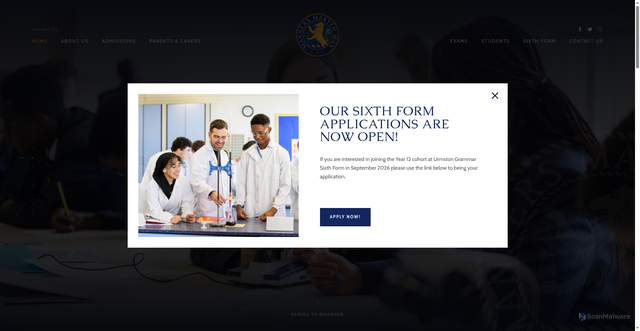 Security scan screenshot of https://www.urmstongrammar.org.uk/