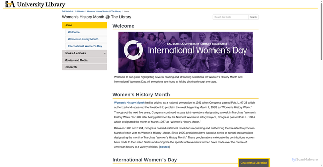 Security scan screenshot of https://libguides.calstatela.edu/womenshistory