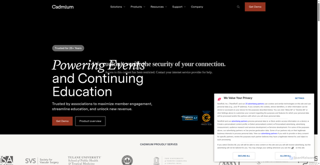 Security scan screenshot of https://www.conferenceharvester.com