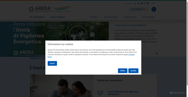 Security scan screenshot of https://www.arera.it