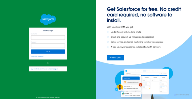 Security scan screenshot of https://shfb.my.salesforce.com
