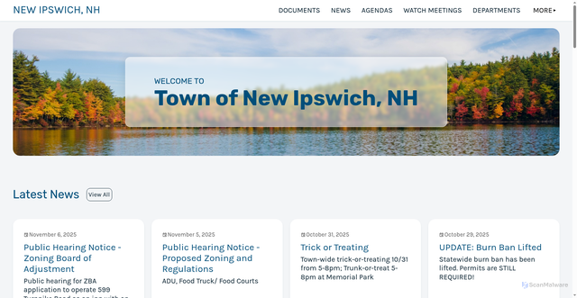 Security scan screenshot of https://www.newipswichnh.gov/