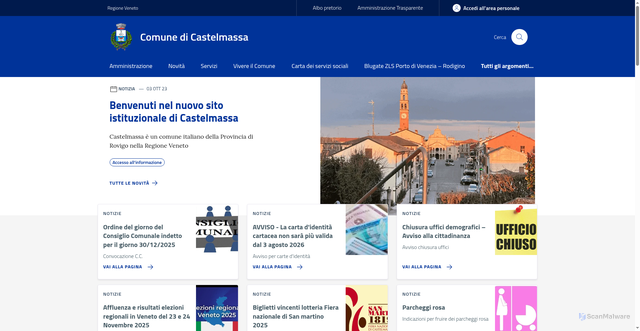 Security scan screenshot of https://www.comune.castelmassa.ro.it/