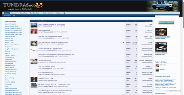 Security scan screenshot of https://www.tundras.com