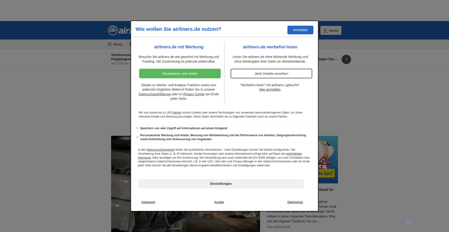 Security scan screenshot of https://airliners.de