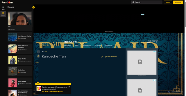 Security scan screenshot of https://belair.fandom.com/wiki/Karrueche_Tran