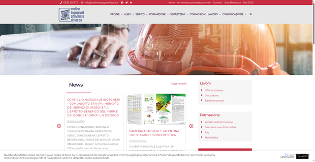Security scan screenshot of https://www.ordineingegnerilecce.it/