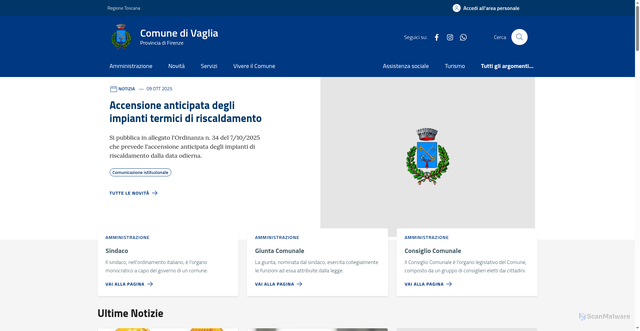 Security scan screenshot of https://comune.vaglia.fi.it/