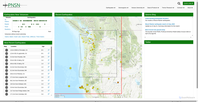 Security scan screenshot of https://www.pnsn.org/