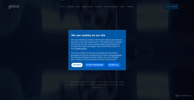 Security scan screenshot of https://musicradio.com
