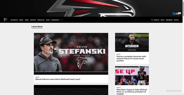 Security scan screenshot of https://www.atlantafalcons.com