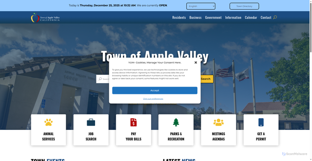 Security scan screenshot of https://applevalley.org/