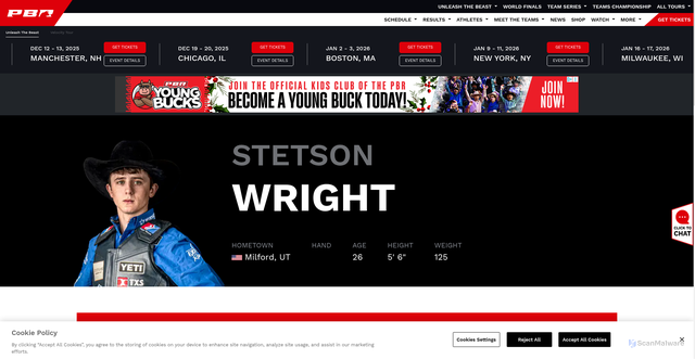 Security scan screenshot of https://pbr.com/athletes/riders/profile/2108965/StetsonWright