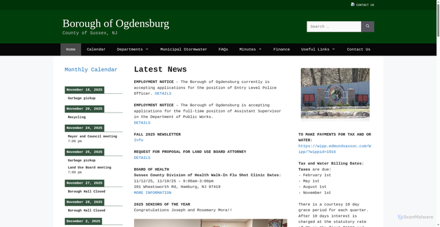Security scan screenshot of https://ogdensburgnj.gov/