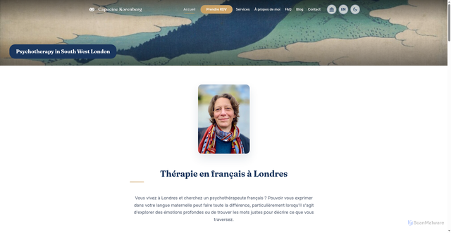 Security scan screenshot of https://capucine-korenberg-psychotherapy.pages.dev/fr/