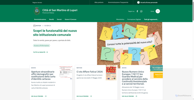 Security scan screenshot of https://www.comune.sanmartinodilupari.pd.it
