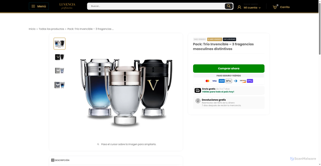 Security scan screenshot of https://luvenciaperfumeria.shop/products/combo-3-6