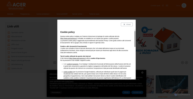 Security scan screenshot of https://www.acerravenna.it/