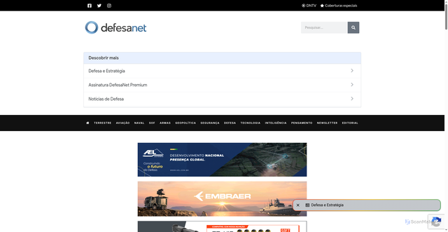 Security scan screenshot of https://www.defesanet.com.br/defesa/brasil-estreita-cooperacao-na-area-de-defesa-com-india-e-italia/