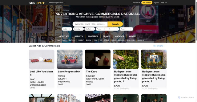Security scan screenshot of https://adsspot.me/