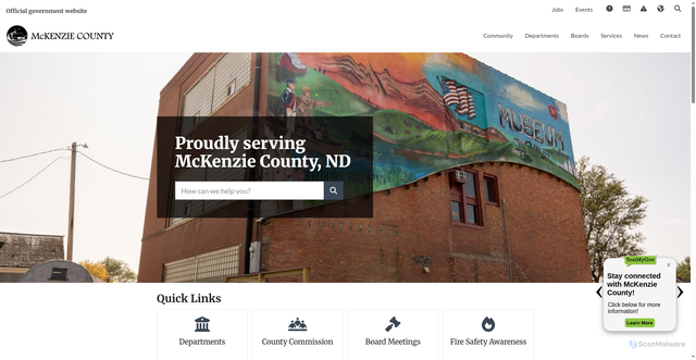 Security scan screenshot of https://mckenziecountynd.gov/