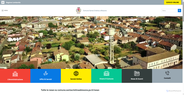 Security scan screenshot of https://www.comune.santacristinaebissone.pv.it/web/